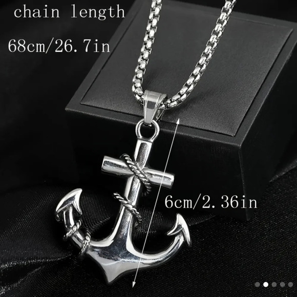 Sailors anchor nautical silver color pendant and necklace Sam Smith 26" - Picture 2 of 4